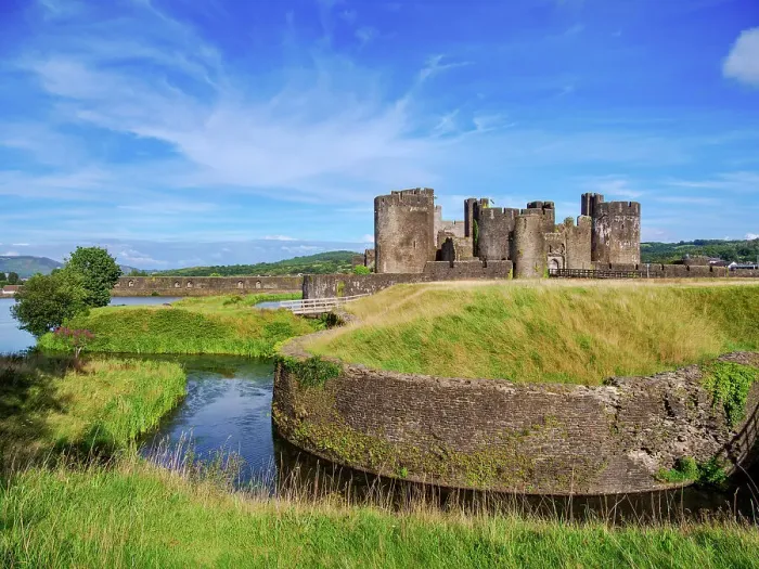 Framed Print : Caerphilly Castle and Moat, Caerphilly, Wales, United Kingdom Framed Print : Caerphilly Castle and Moat, Caerphilly, Wales, United Kingdom