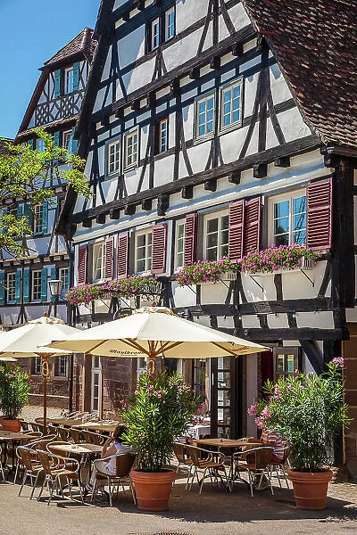 Cafe in the monastery courtyard of Maulbronn, Baden-Wurttemberg, Germany