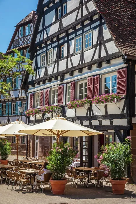 Framed Print : Cafe in the monastery courtyard of Maulbronn, Baden-Wurttemberg, Germany Framed Print : Cafe in the monastery courtyard of Maulbronn, Baden-Wurttemberg, Germany