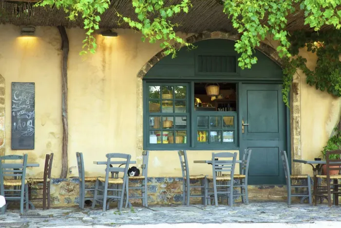 Framed Print : Cafe in Monemvasia, Laconia, The Peloponnese, Greece, Southern Europe Framed Print : Cafe in Monemvasia, Laconia, The Peloponnese, Greece, Southern Europe