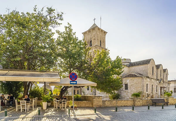 Cafe scene and The Church of Saint Lazarus, or Ayios Lazaros