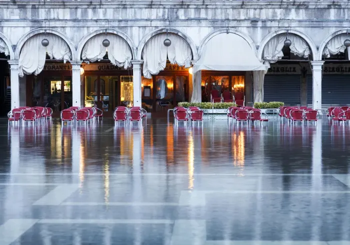 Framed Print : Caffa Quadri reflected in high tide water (Acqua alta), Venice, Veneto, Italy, Europe Framed Print : Caffa Quadri reflected in high tide water (Acqua alta), Venice, Veneto, Italy, Europe