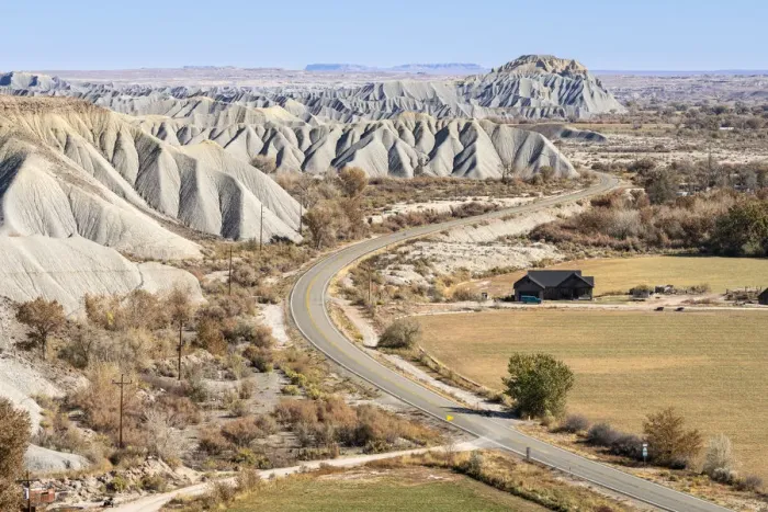 Framed Print : Caineville Badlands next to Utah State Route 24, Caineville, Utah, Western United States Framed Print : Caineville Badlands next to Utah State Route 24, Caineville, Utah, Western United States