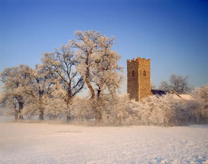 Framed Print : Caistor St. Edmund Church in Winter, Norfolk, England