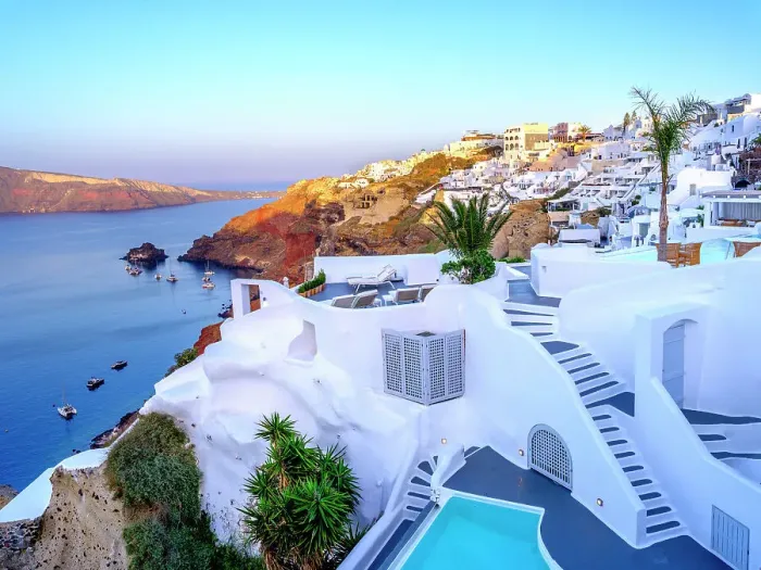 Framed Print : Caldera View from Katikies Hotel, Volcano Crater Santorini, Oia, Greek Islands, Greece Framed Print : Caldera View from Katikies Hotel, Volcano Crater Santorini, Oia, Greek Islands, Greece