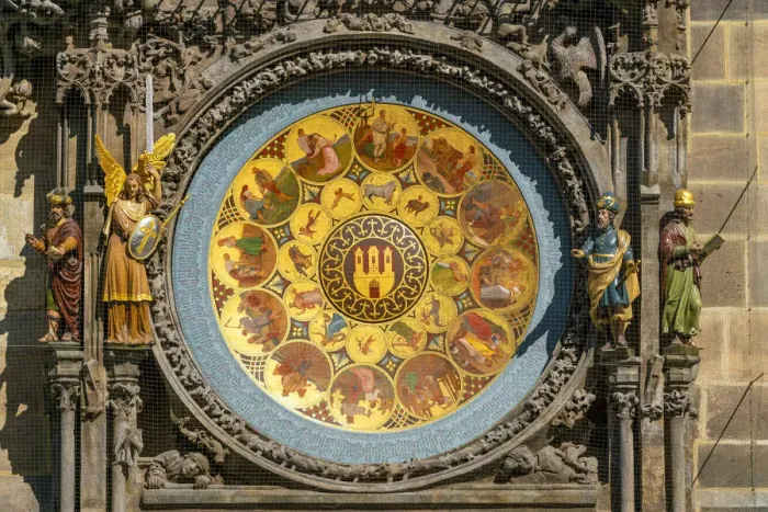 Framed Print : Calendar dial representing month on Astronomical clock at Old Town Square, Prague