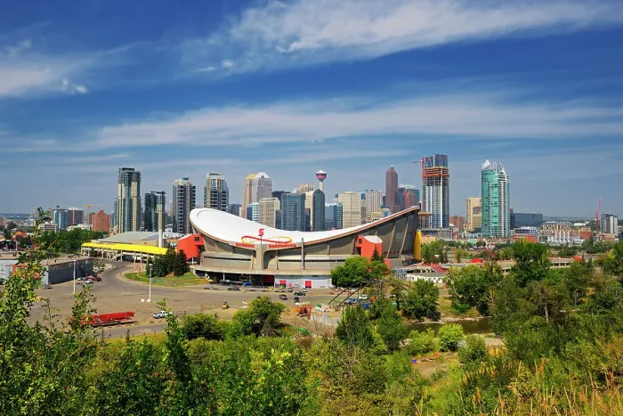 Framed Print : Calgary skyline showing Saddledome Calgary, Alberta, Canada Framed Print : Calgary skyline showing Saddledome Calgary, Alberta, Canada