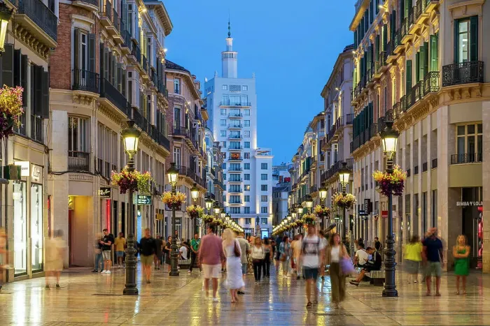 Framed Print : Calle Marques de Larios pedestrian and shopping street, Malaga, Andalusia, Spain Framed Print : Calle Marques de Larios pedestrian and shopping street, Malaga, Andalusia, Spain
