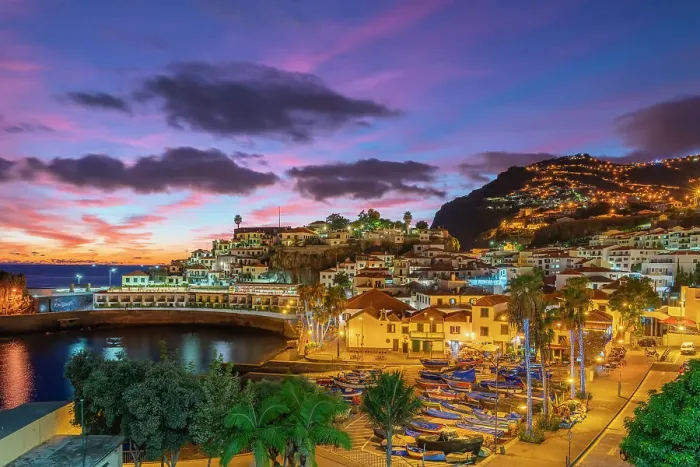 Framed Print : Camara de Lobos harbor at twilight, Madeira, Portugal Framed Print : Camara de Lobos harbor at twilight, Madeira, Portugal