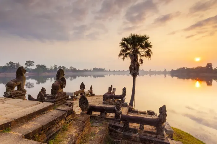 Framed Print : Cambodia, Angkor, Sra Srang, former royal bathing pond, dawn Framed Print : Cambodia, Angkor, Sra Srang, former royal bathing pond, dawn
