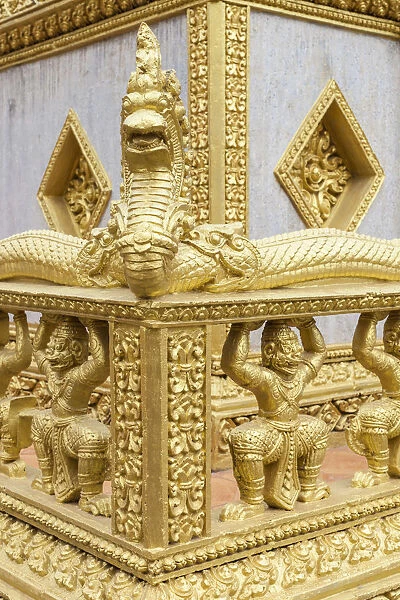 Cambodia, Battambang, Wat Kandal, temple detail
