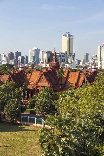 Cambodia, Phnom Penh, elevated view of Royal Palace