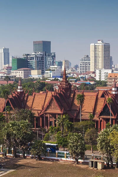 Cambodia, Phnom Penh, National Museum of Cambodia, elevated view