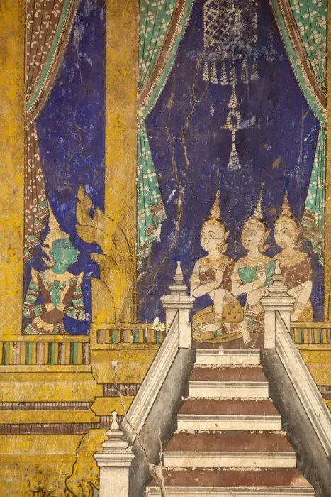 Framed Print : Cambodia, Phnom Penh, Royal Palace, Silver Pagoda, Frescoes paintings in the courtyard Framed Print : Cambodia, Phnom Penh, Royal Palace, Silver Pagoda, Frescoes paintings in the courtyard