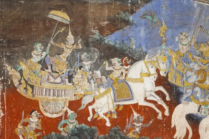 Framed Print : Cambodia, Phnom Penh, The Royal Palace, Ramayana Wall Frescoes in the Compound of Framed Print : Cambodia, Phnom Penh, The Royal Palace, Ramayana Wall Frescoes in the Compound of