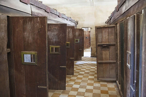 Cambodia, Phnom Penh, Tuol Sleng Genocide Museum, Prison Cells