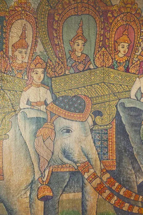 Framed Print : Cambodia, Phnom Penh, Wat Phnom, Wall Mural depicting Life of Buddha Framed Print : Cambodia, Phnom Penh, Wat Phnom, Wall Mural depicting Life of Buddha