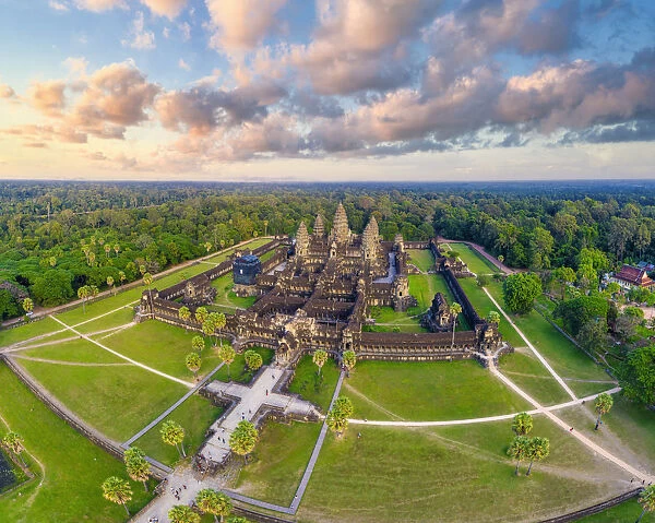 Cambodia, Siem Reap, aerial view of Angkor Wat Complex (Unesco Site)