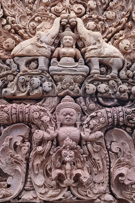 Framed Print : Cambodia, Siem Reap, Angkor, Banteay Srei ; 10th century CE Cambodian temple dedicated to the Hindu gods Shiva and Parvati. Details of the carvings on the Hindu temples Framed Print : Cambodia, Siem Reap, Angkor, Banteay Srei ; 10th century CE Cambodian temple dedicated to the Hindu gods Shiva and Parvati. Details of the carvings on the Hindu temples