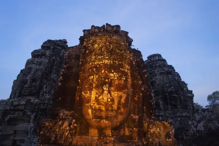 Framed Print : Cambodia, Siem Reap, Angkor Wat, Bayon Temple, Buddha Head