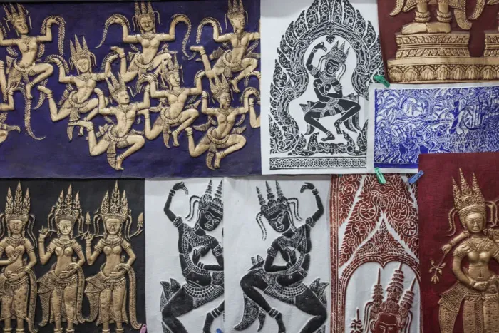 Framed Print : Cambodia, Siem Reap, The Old Market, Display of Artwork Framed Print : Cambodia, Siem Reap, The Old Market, Display of Artwork