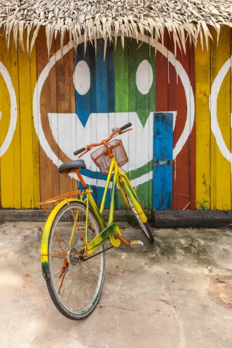 Framed Print : Cambodia, Sihanoukville, Otres Beach, beach bicycle Framed Print : Cambodia, Sihanoukville, Otres Beach, beach bicycle