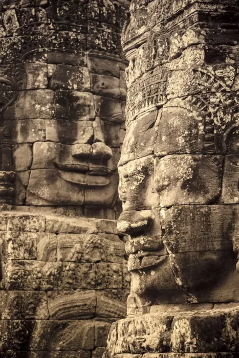 Framed Print : Cambodia, Temples of Angkor (UNESCO site), Bayon, smiling face of Avalokiteshvara
