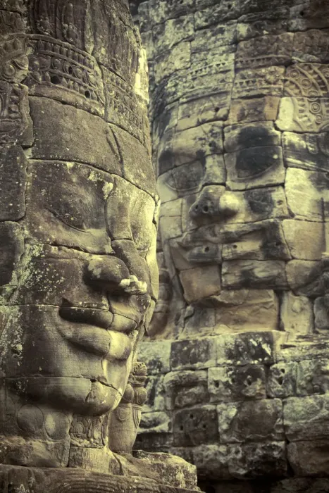 Framed Print : Cambodia, Temples of Angkor (UNESCO site), Bayon, smiling face of Avalokiteshvara