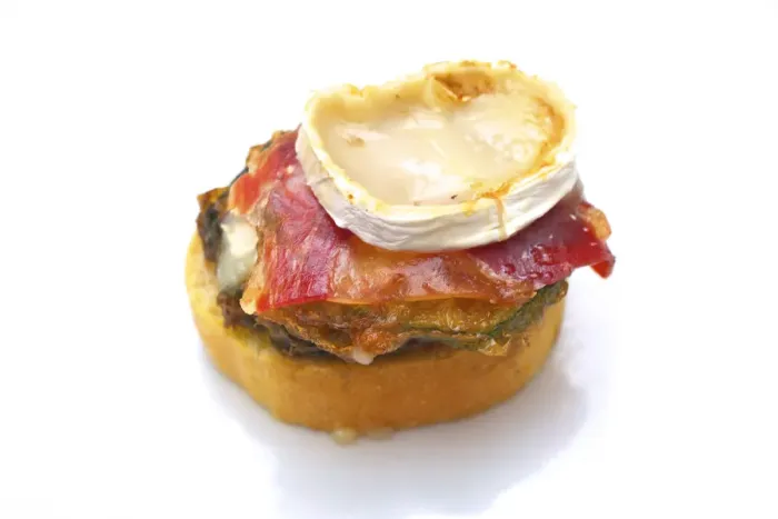 Framed Print : Camembert and Chorizo Burger Tapas Framed Print : Camembert and Chorizo Burger Tapas