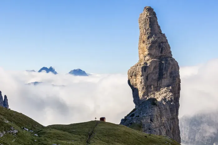 Framed Print : Campanile di Val Montanaia, iconic steeple of the Friulian Dolomites, Cimolais, Pordenone