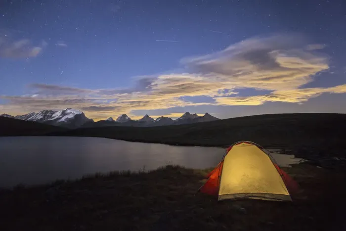 Framed Print : Camping under the stars on Rosset lake at an altitude of 2709 meters