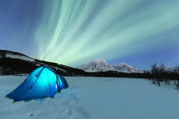 Framed Print : Camping with tent during a night with the Northern Lights Framed Print : Camping with tent during a night with the Northern Lights