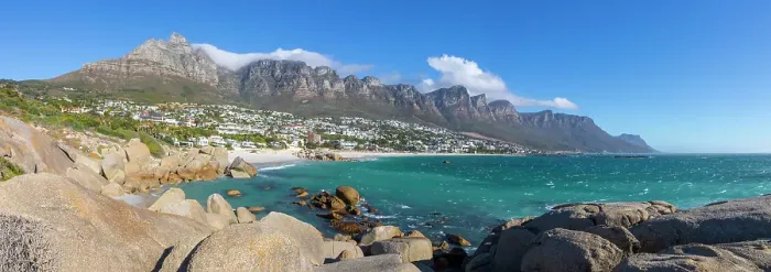 Framed Print : Camps Bay & The Twelve Apostles, Cape Town, Western Cape, South Africa