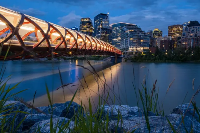 Framed Print : Canada, Alberta, Calgary: night skyline from the Peace Bridge Framed Print : Canada, Alberta, Calgary: night skyline from the Peace Bridge