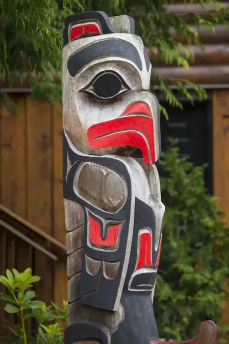 Framed Print : Canada, British Columbia, Vancouver Island, Port Renfrew, totem pole at resort Framed Print : Canada, British Columbia, Vancouver Island, Port Renfrew, totem pole at resort