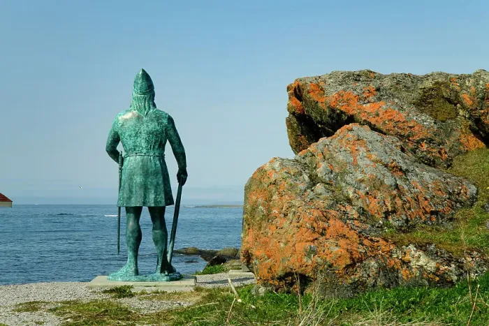 Framed Print : Canada, Maritimes, Newfoundland, L'Anse aux Meadows National Historic Site, Statue of Leif Erikson Framed Print : Canada, Maritimes, Newfoundland, L'Anse aux Meadows National Historic Site, Statue of Leif Erikson