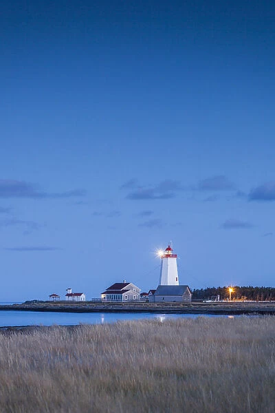 Canada, New Brunswick, Acadian Peninsula, Miscou Island, Miscou Lighthouse, dusk