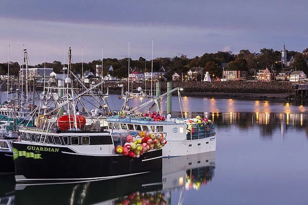 Canada, Nova Scotia, Digby, port area, worlds largest scallop boat fleet, dawn