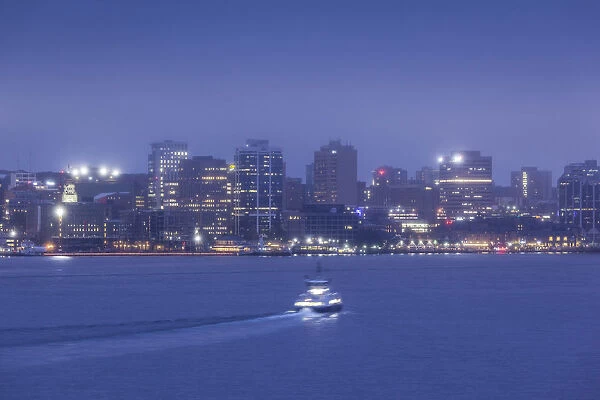Canada, Nova Scotia, Halifax, Halifax city skyline from Dartmouth, dawn