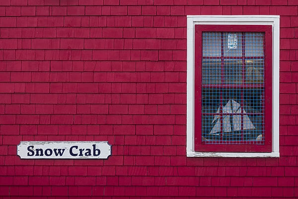 Canada, Nova Scotia, Lunenburg, Unesco World Heritage fishing village, red house detail