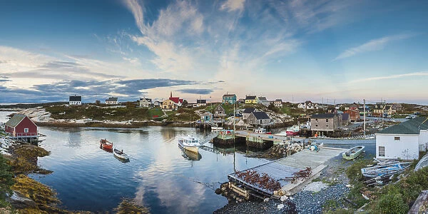 Canada, Nova Scotia, Peggys Cove, fishing village on the Atlantic Coast, dusk