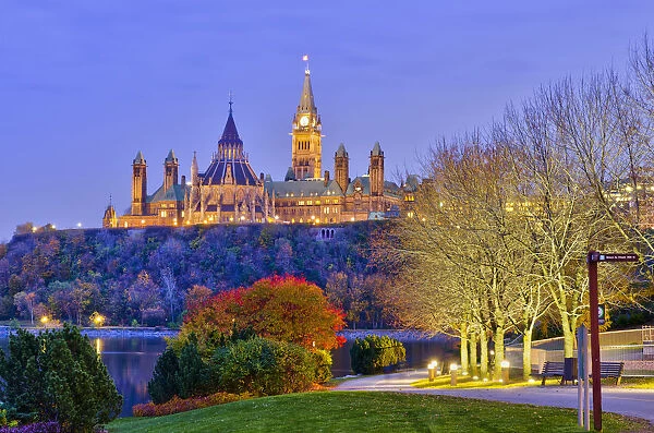 Canada, Ontario, Ottawa, Canadian Parliament across Ottawa River