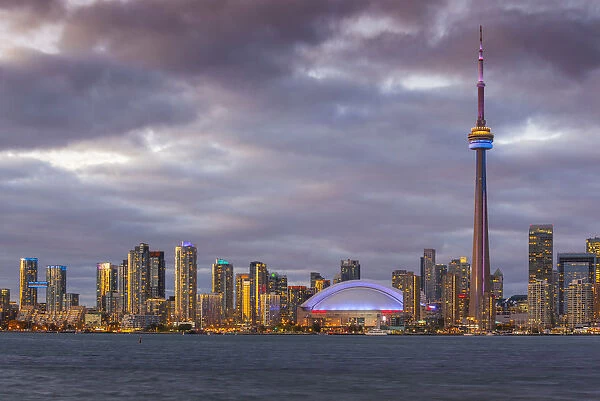 Canada, Ontario, Toronto, Harbourfront, CN Tower, Rogers Centre, and skyline