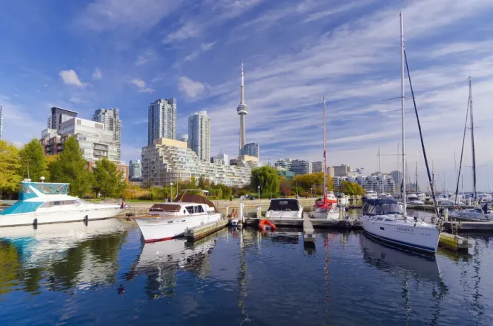 Framed Print : Canada, Ontario, Toronto, Marina Quay West, Skyline with CN Tower Framed Print : Canada, Ontario, Toronto, Marina Quay West, Skyline with CN Tower