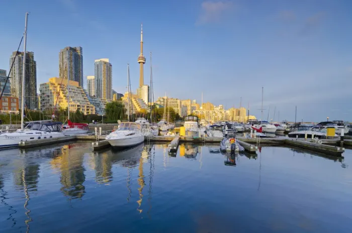 Framed Print : Canada, Ontario, Toronto, Marina Quay West, Skyline with CN Tower Framed Print : Canada, Ontario, Toronto, Marina Quay West, Skyline with CN Tower