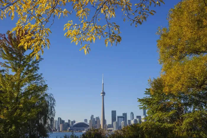 Framed Print : Canada, Ontario, Toronto, View of CN Tower and city skyline from Center Island Framed Print : Canada, Ontario, Toronto, View of CN Tower and city skyline from Center Island