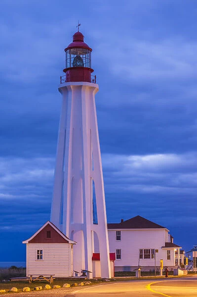 Canada, Quebec, Bas-Saint-Laurent Region, Rimouski, Pointe au Pere Lighthouse, dusk