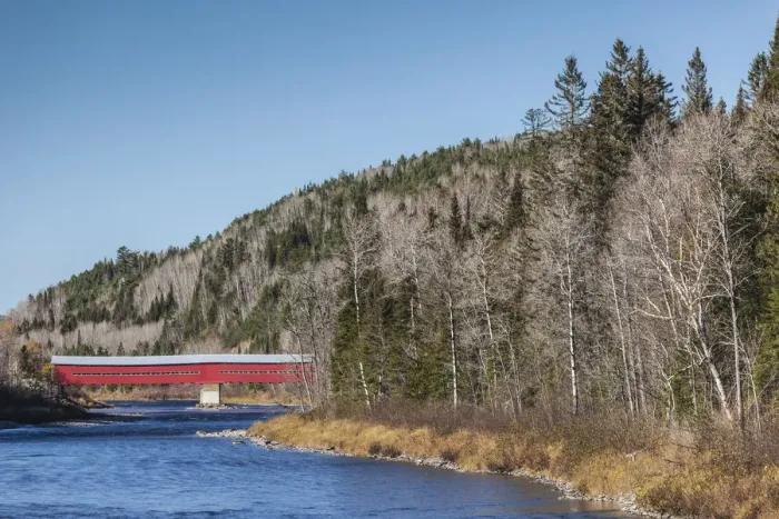 Framed Print : Canada, Quebec, Gaspe Peninsula, Routhierville, covered bridge Framed Print : Canada, Quebec, Gaspe Peninsula, Routhierville, covered bridge
