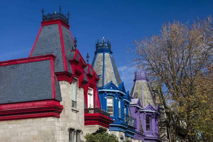 Framed Print : Canada, Quebec, Montreal, Carre St-Louis square, painted houses Framed Print : Canada, Quebec, Montreal, Carre St-Louis square, painted houses