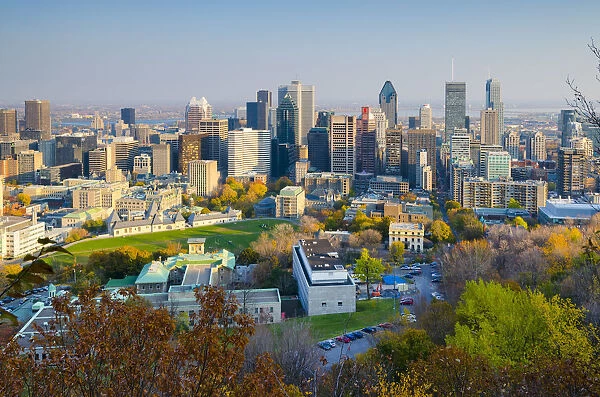 Canada, Quebec, Montreal. Downtown from Mount Royal Park or Parc du Mont-Royal